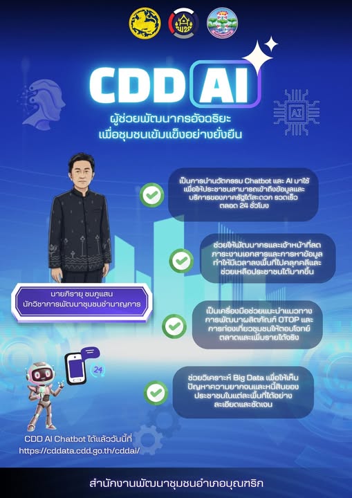 พช.อำเภอบุณฑริก ขอแนะนำ "CDD AI" แพลตฟอร์มผู้ช่วยอัจฉริยะ เพื่อชุมชนเข้มแข็งอย่างยั่งยืน